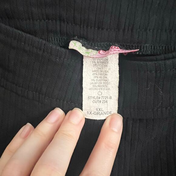 Celine By Champion Black Slacks Women Stretch Crop Pants Straight Leg Ribbed - Picture 5 of 6